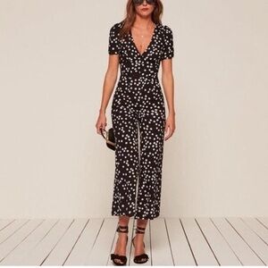 REFORMATION France Jumpsuit - Black White Floral XS
